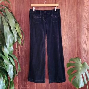 Athropologie Black Lowrise Wide Leg Corduroy Trouser Pants 6